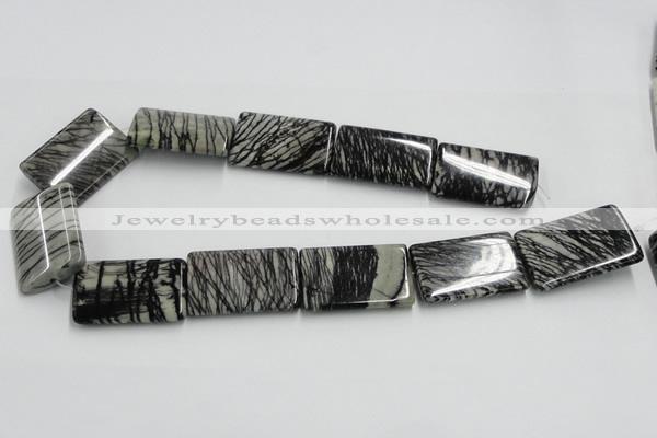 CTJ19 16 inches 25*35mm rectangle black water jasper beads wholesale