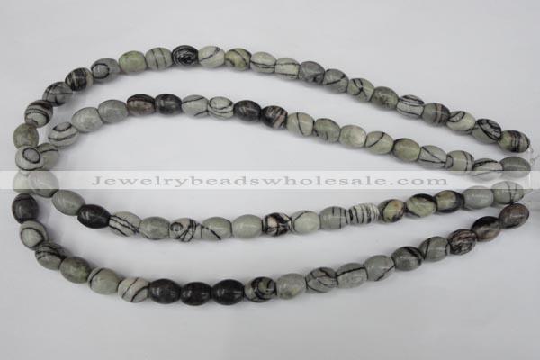 CTJ201 15.5 inches 8*10mm drum black water jasper beads wholesale