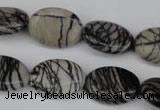 CTJ220 15.5 inches 15*20mm oval black water jasper beads wholesale