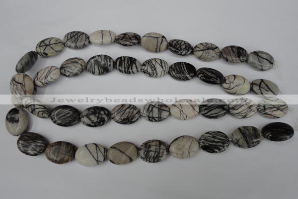 CTJ220 15.5 inches 15*20mm oval black water jasper beads wholesale