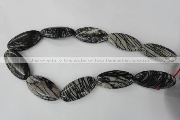 CTJ226 15.5 inches 20*40mm oval black water jasper beads wholesale