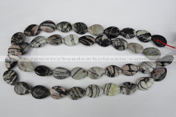 CTJ231 15.5 inches 15*20mm flat teardrop black water jasper beads