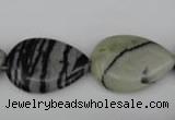 CTJ232 15.5 inches 17*24mm flat teardrop black water jasper beads