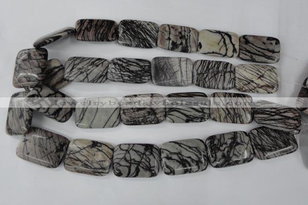 CTJ255 15.5 inches 20*30mm rectangle black water jasper beads