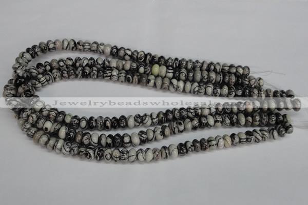 CTJ31 15.5 inches 5*10mm rondelle black water jasper beads wholesale