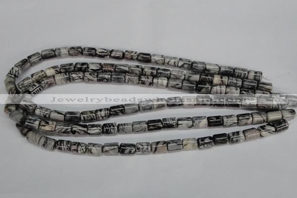 CTJ35 15.5 inches 8*10mm tube black water jasper beads wholesale