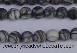 CTJ401 15.5 inches 6mm round matte black water jasper beads