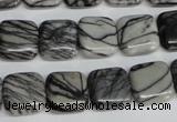 CTJ51 15.5 inches 14*14mm square black water jasper beads wholesale