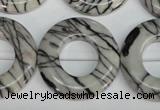 CTJ70 15.5 inches 30mm donut black water jasper beads wholesale