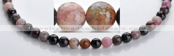 CTO02 multicolored 8mm  faceted round natural tourmaline beads