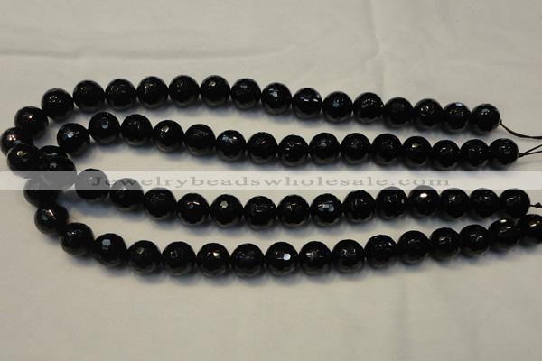 CTO109 15.5 inches 10mm faceted round natural black tourmaline beads