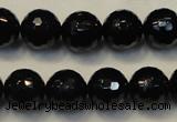 CTO110 15.5 inches 12mm faceted round natural black tourmaline beads