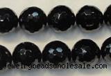 CTO111 15.5 inches 14mm faceted round natural black tourmaline beads