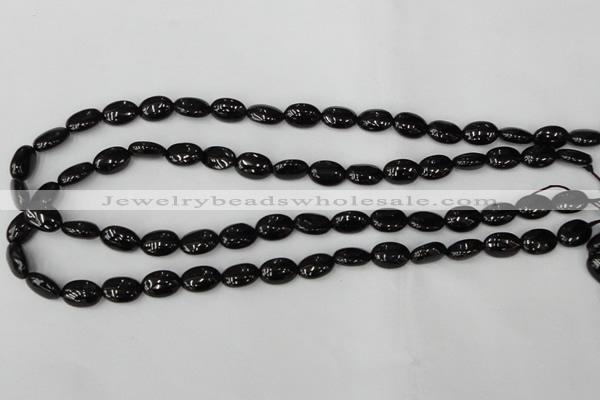 CTO123 15.5 inches 8*12mm oval black tourmaline beads