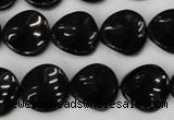 CTO129 15.5 inches 16mm twisted coin black tourmaline beads