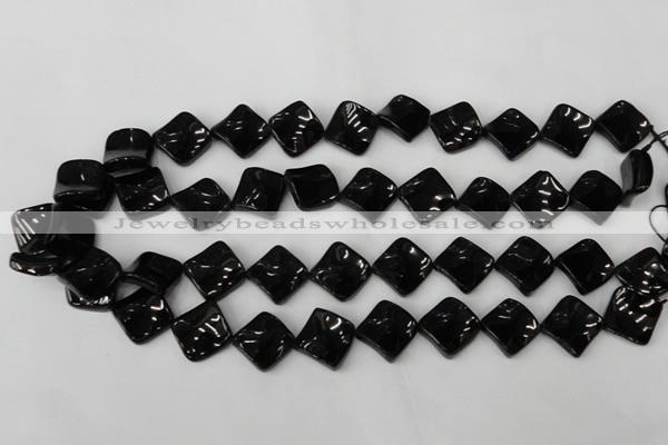 CTO130 15.5 inches 15*15mm twisted diamond black tourmaline beads