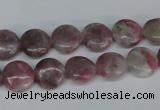 CTO202 15.5 inches 10mm flat round pink tourmaline gemstone beads