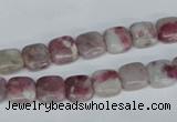 CTO205 15.5 inches 8*8mm square pink tourmaline gemstone beads