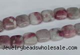 CTO206 15.5 inches 10*10mm square pink tourmaline gemstone beads