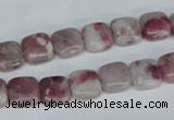 CTO207 15.5 inches 12*12mm square pink tourmaline gemstone beads