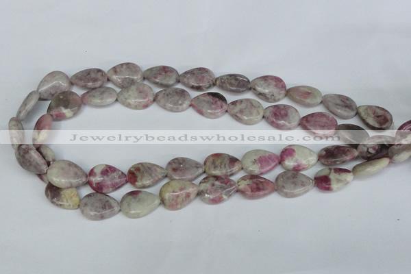 CTO214 15.5 inches 13*18mm flat teardrop pink tourmaline gemstone beads