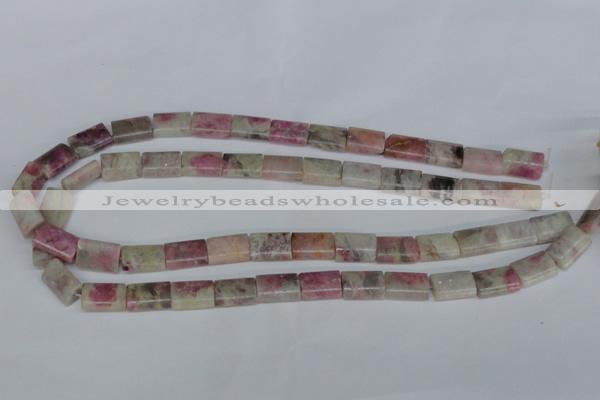 CTO215 15.5 inches 10*14mm flat tube pink tourmaline gemstone beads