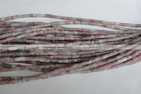 CTO239 15.5 inches 4*10mm tube pink tourmaline gemstone beads