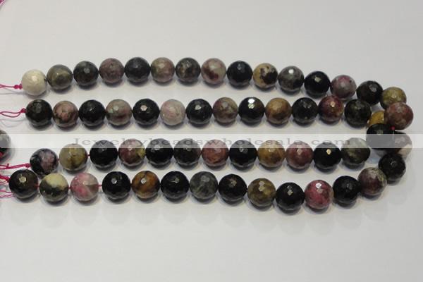 CTO31 15.5 inches 14mm faceted round natural tourmaline beads