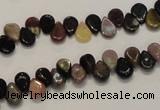 CTO37 15.5 inches 5*8mm flat teardrop natural tourmaline beads