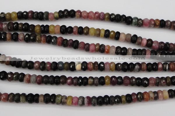 CTO376 15.5 inches 4*6mm faceted rondelle natural tourmaline beads