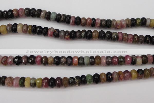 CTO377 15.5 inches 5*8mm faceted rondelle natural tourmaline beads