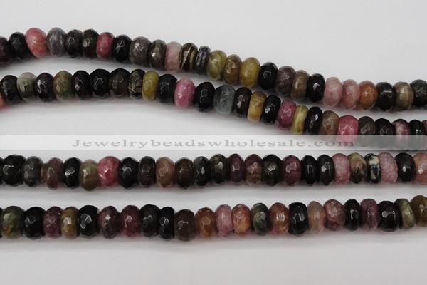 CTO378 15.5 inches 6*10mm faceted rondelle natural tourmaline beads