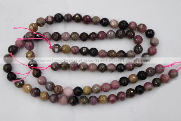 CTO45 15.5 inches 8mm faceted round natural tourmaline beads