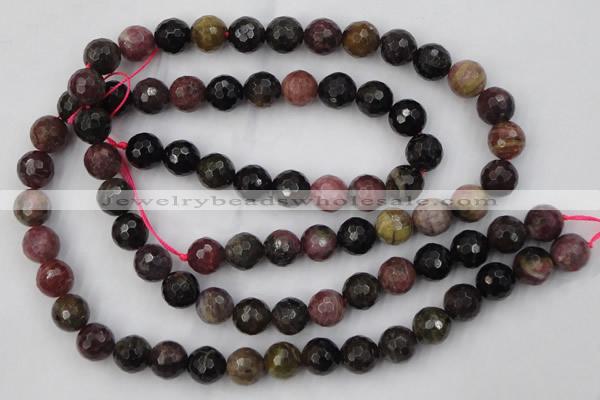 CTO46 15.5 inches 10mm faceted round natural tourmaline beads