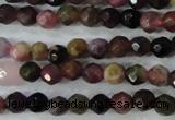 CTO460 15.5 inches 4mm faceted round natural tourmaline gemstone beads