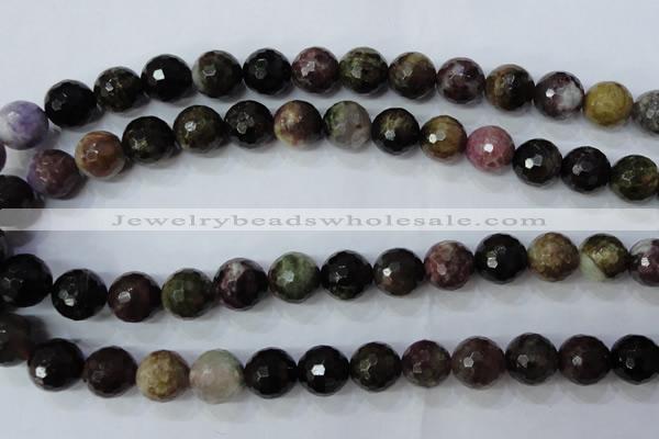 CTO466 15.5 inches 11mm faceted round natural tourmaline gemstone beads