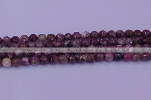 CTO612 15.5 inches 7mm faceted round tourmaline gemstone beads