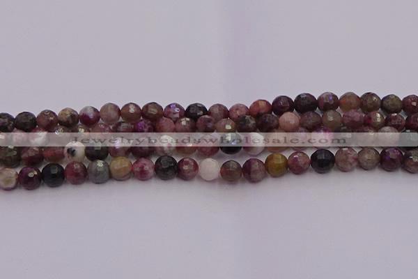 CTO635 15.5 inches 6mm faceted round tourmaline gemstone beads