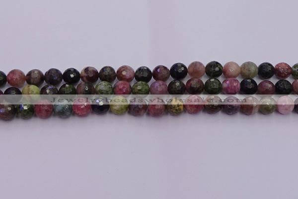 CTO636 15.5 inches 8mm faceted round tourmaline gemstone beads