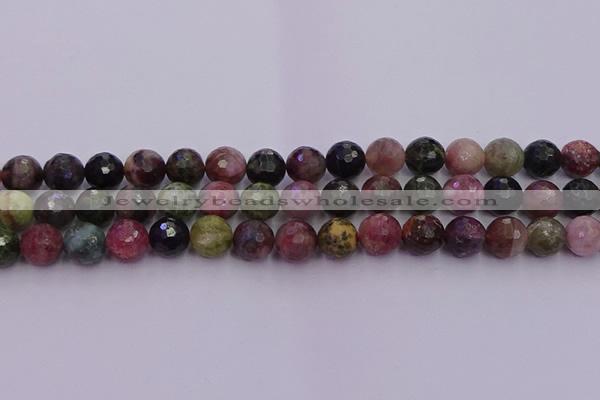 CTO637 15.5 inches 10mm faceted round tourmaline gemstone beads