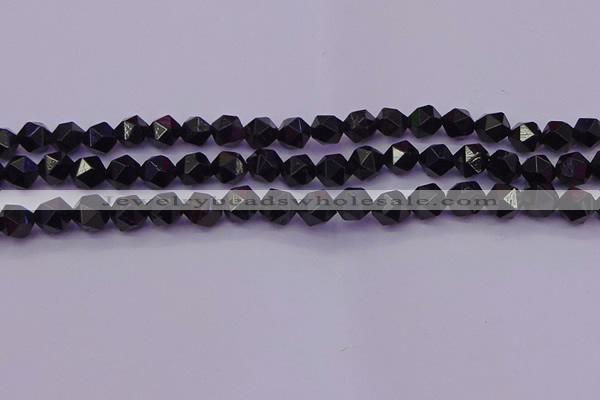 CTO645 15.5 inches 6mm faceted nuggets black tourmaline beads