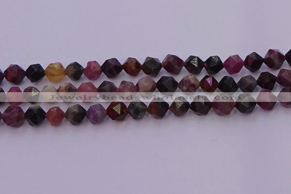 CTO651 15.5 inches 8mm faceted nuggets tourmaline gemstone beads