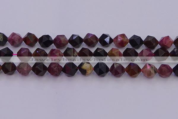 CTO652 15.5 inches 10mm faceted nuggets tourmaline gemstone beads