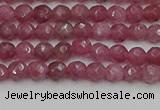 CTO656 15.5 inches 4mm faceted round Chinese tourmaline beads