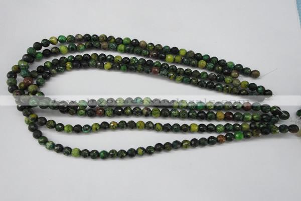 CTP211 15.5 inches 6mm faceted round yellow pine turquoise beads