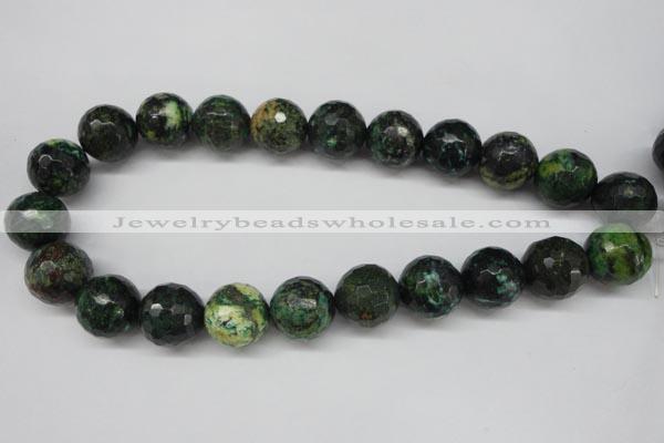 CTP217 15.5 inches 18mm faceted round yellow pine turquoise beads