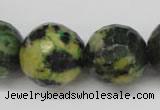 CTP218 15.5 inches 20mm faceted round yellow pine turquoise beads