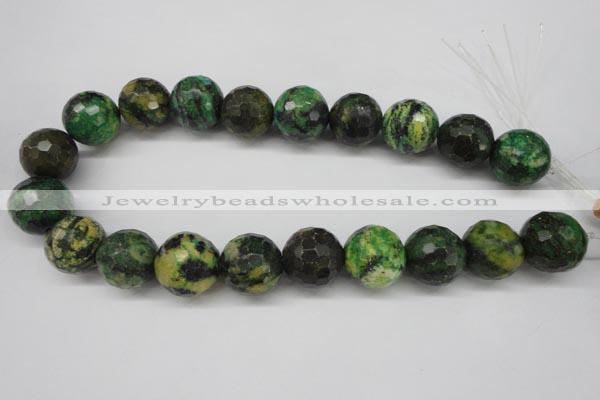 CTP218 15.5 inches 20mm faceted round yellow pine turquoise beads