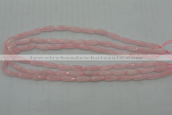 CTR01 15.5 inches 6*16mm faceted teardrop rose quartz beads