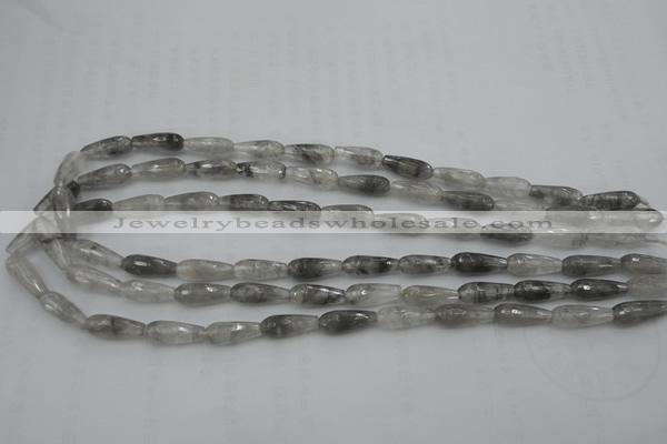 CTR03 15.5 inches 6*16mm faceted teardrop cloudy quartz beads